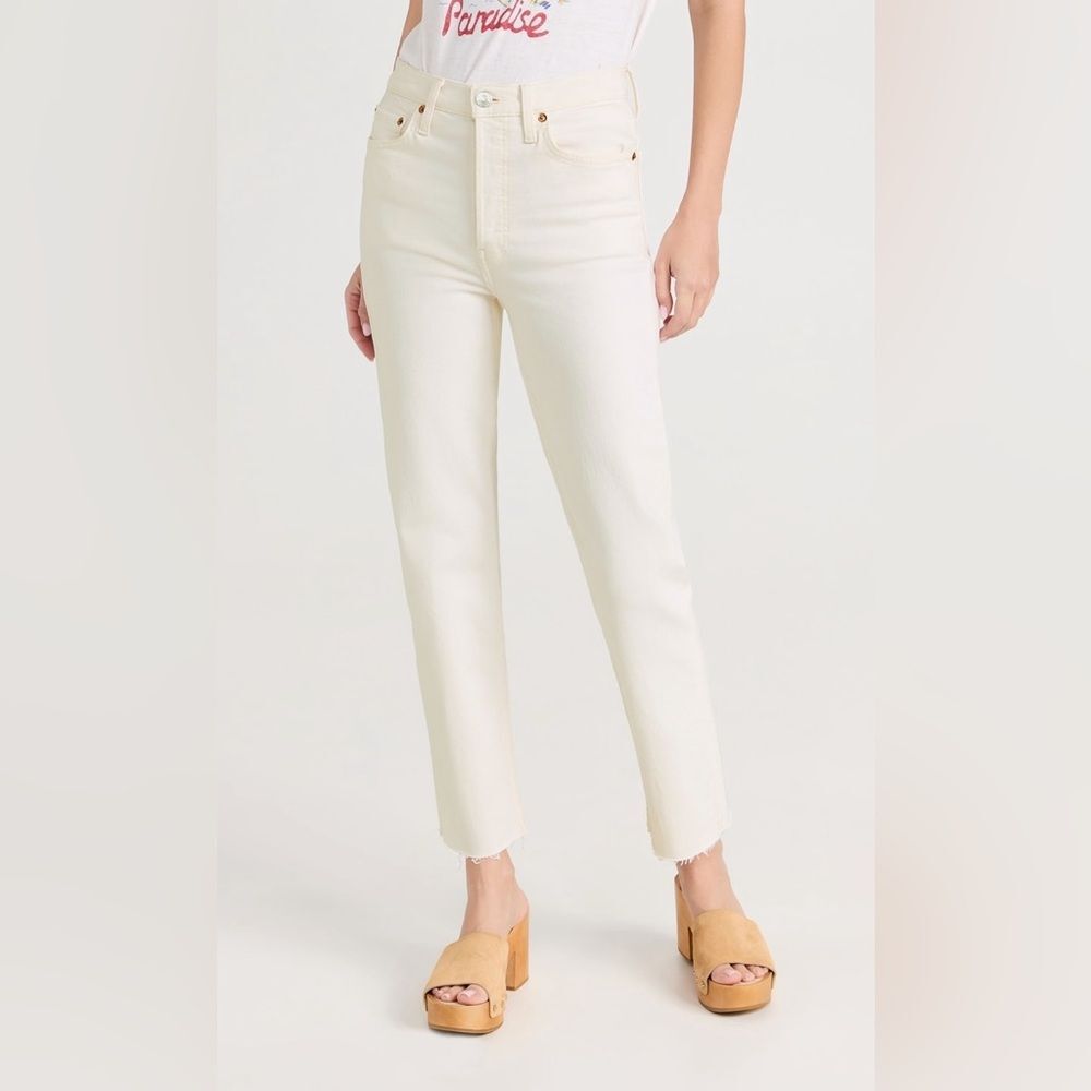 RE/DONE 70s Stove Pipe Vintage White Jeans Size 30